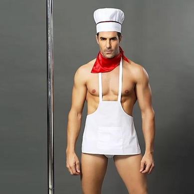 Мужской эротический костюм повара "Умелый Джек" One Size, White/Red SO2266 фото