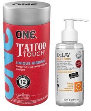 Набор из ONE Tattoo Touch Pack 12 шт + Пролонгатор Lovely Lovers DELAY GEL 150ml SOS9434 фото