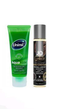Набір лубрикантів Unimil Aloe 80 мл + System JO Double Chocolate (30 мл) LB158 фото