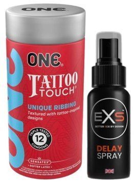 Набор из ONE Tattoo Touch Pack 12 шт + Пролонгатор EXS DELAY SPRAY 50 МЛ SOS9435 фото