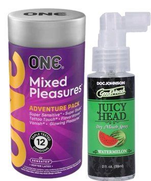 Комплект 12 шт ONE Mixed Pleasures + Спрей Doc Johnson GoodHead Juicy Head Dry Mouth Spray Watermelon 59мл SOS6130 фото