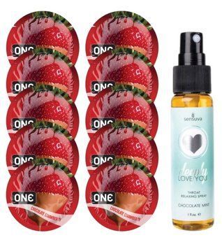 Комплект ONE Chocolate Strawberry 10 шт + Sensuva Deeply Love You &ndash; Chocolate Mint, 29 мл SOS13758 фото