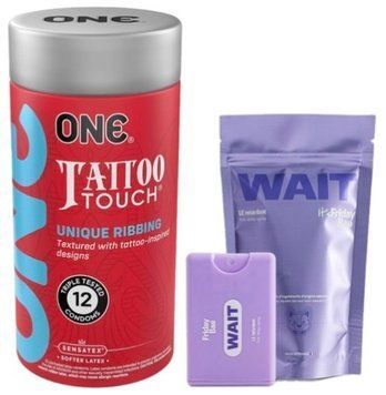 Набор из ONE Tattoo Touch Pack 12 шт + Пролонгатор WAIT, 10 мл Friday Bae SOS9436 фото